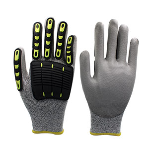 Impact resistant PU Grey Gloves