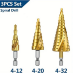 HSS Step Drill Bit 3pcs SET Spiral, 4 - 32mm; Sali