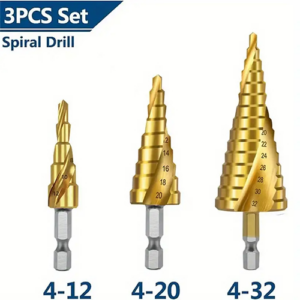 HSS Step Drill Bit 3pcs SET Spiral, 4 - 32mm; Sali